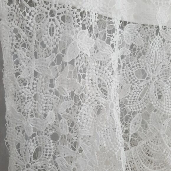 ADIVA / White Eyelet & Floral Lace Maxi Long Length Dress Sz 6 - Picture 7 of 16